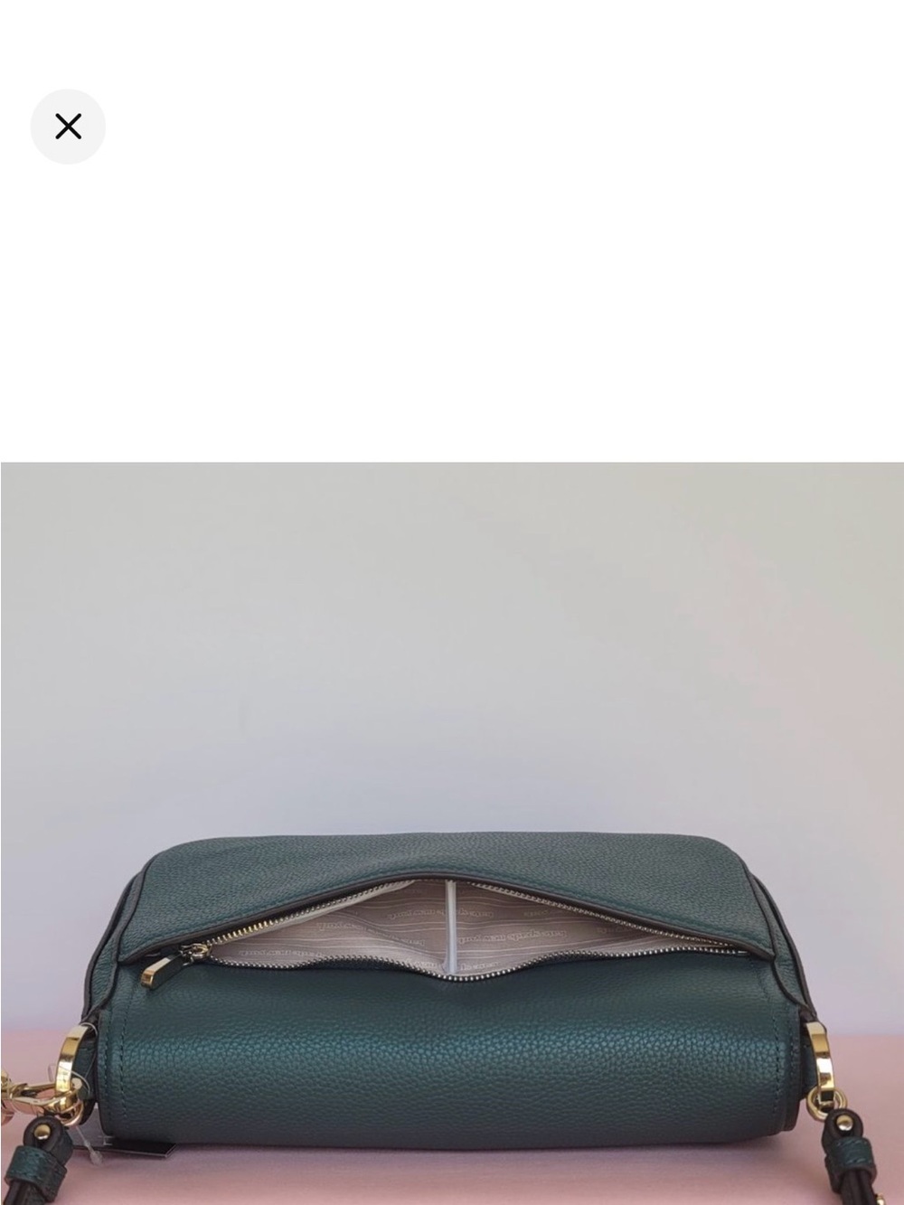 Kate Spade Hudson pebbled leather flap convertible in Artesian Green/gold accent - Picture 4 of 10